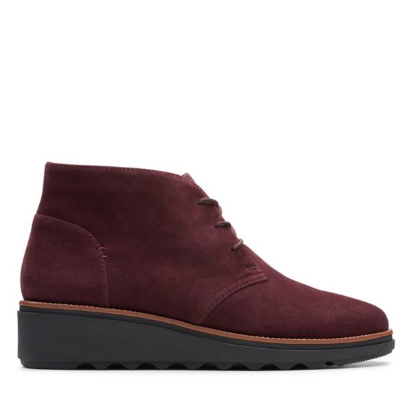 Clarks Womens Sharon Hop Ankle Boots Burgundy | USA-7423189